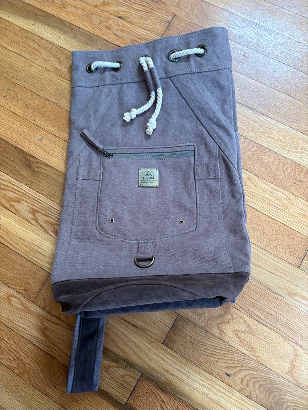 Prana Niko Rucksack Taupe Canvas Drawstring